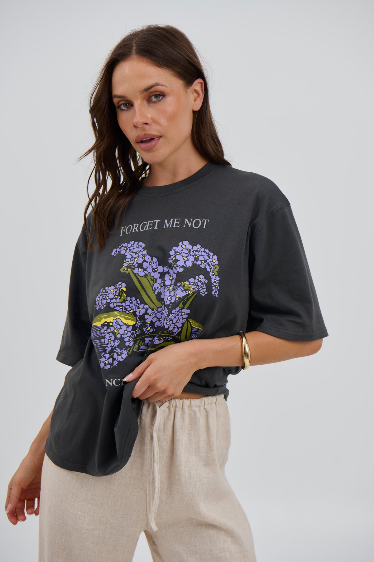 Forget Me Not Tee Charcoal