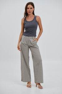 Xander Stripe Pant Black