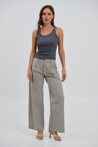 Xander Stripe Pant Black