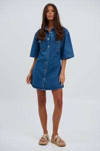 Kaneisha Denim Dress Mid Blue