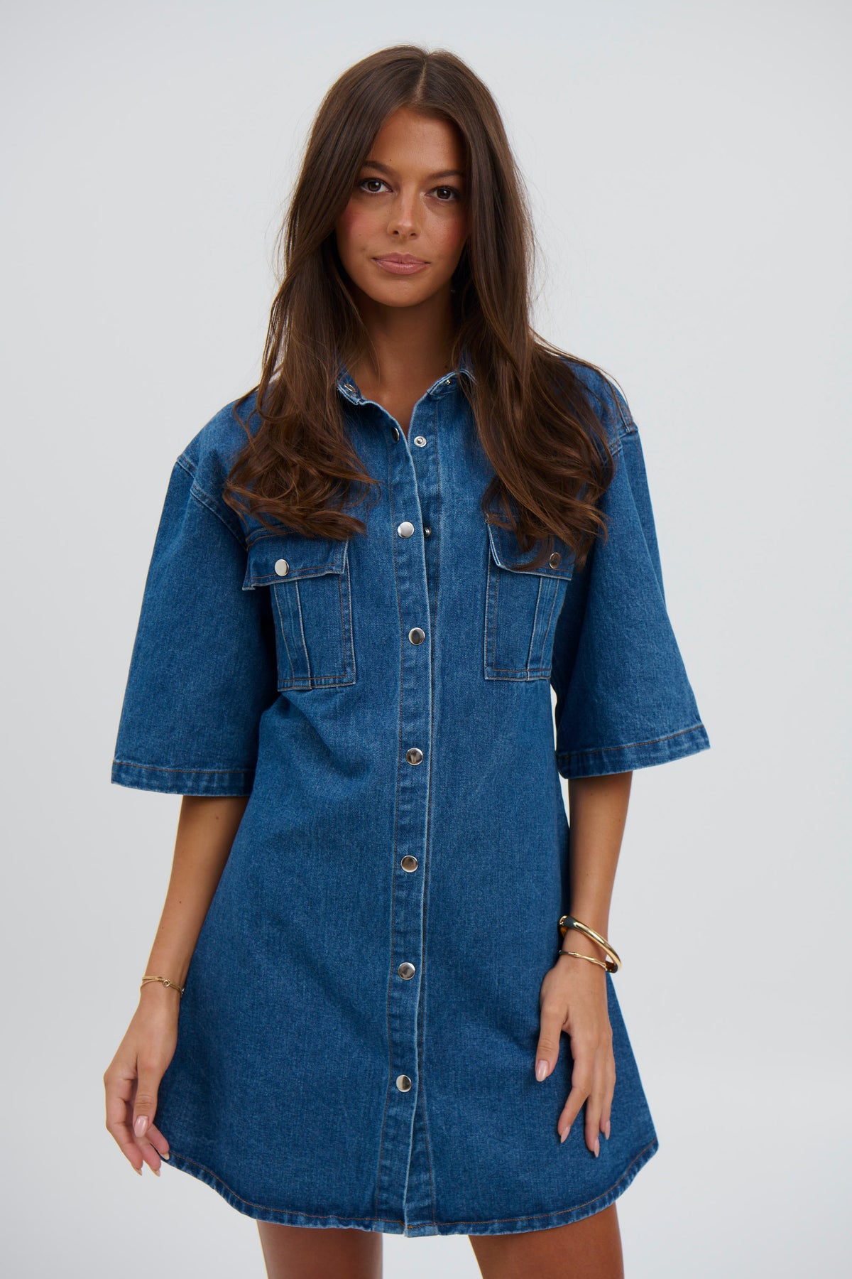 Kaneisha Denim Dress Mid Blue