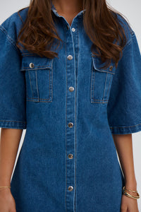 Kaneisha Denim Dress Mid Blue