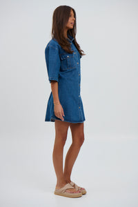 Kaneisha Denim Dress Mid Blue