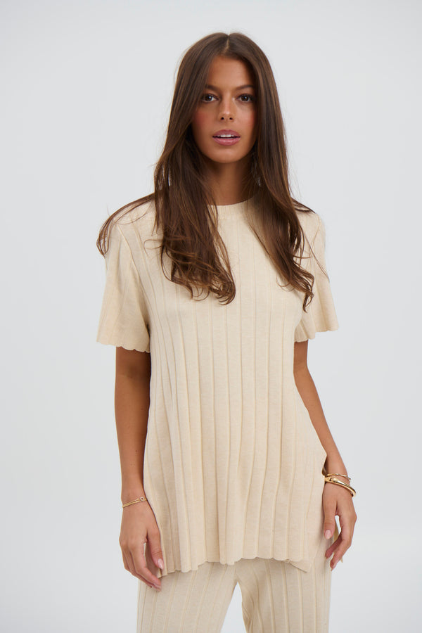 Leighton Ribbed Top Bone