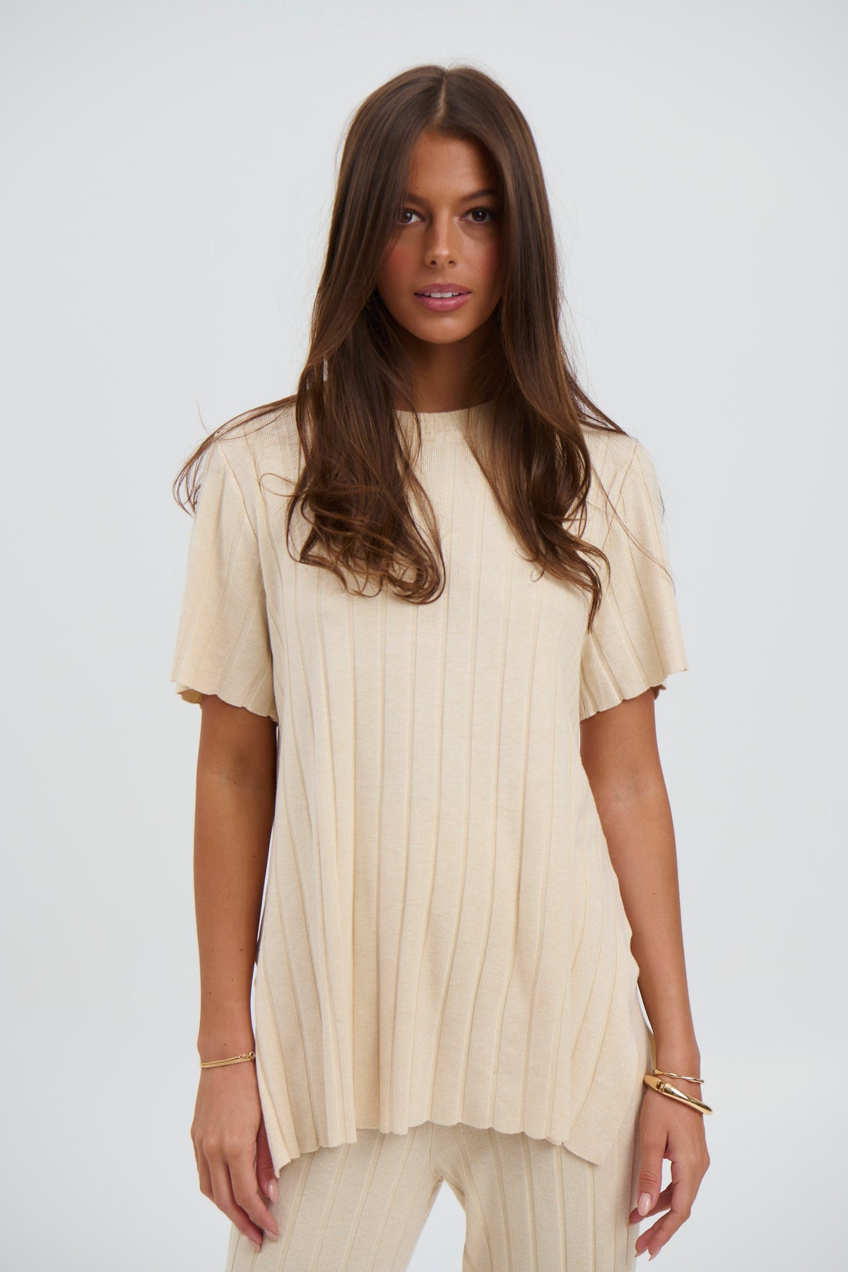 Leighton Ribbed Top Bone