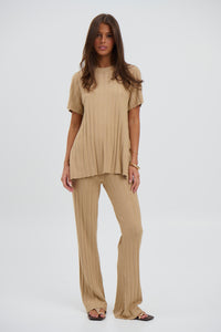 Leighton Ribbed Pant Sand