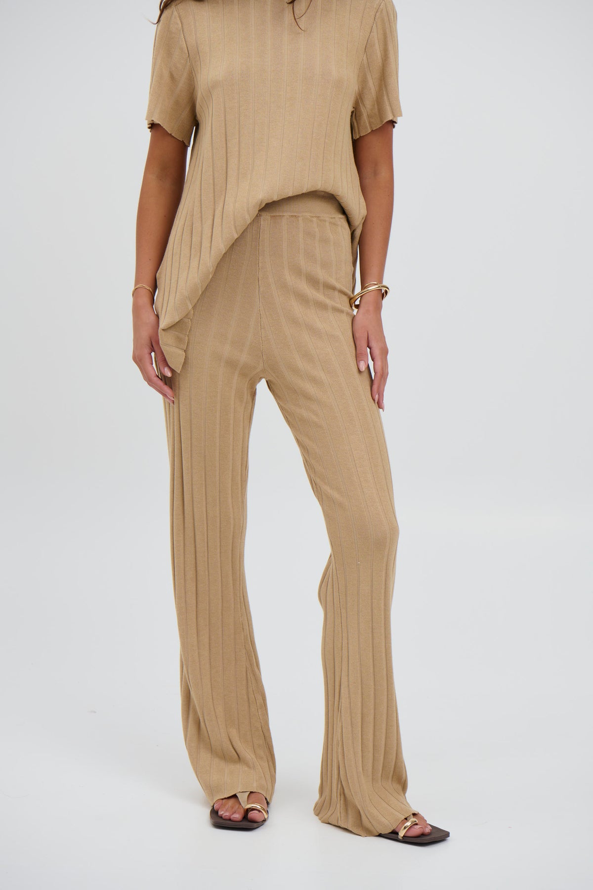 Leighton Ribbed Pant Sand