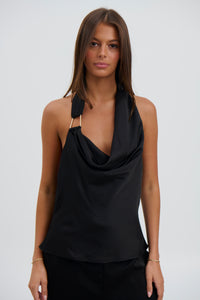 Hazel Halter Neck Top Black