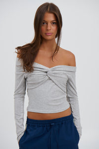 Maggie Off The Shoulder Top Grey