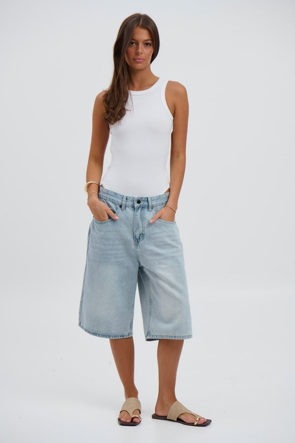 Unisex Flint Baggy Denim Jort Light