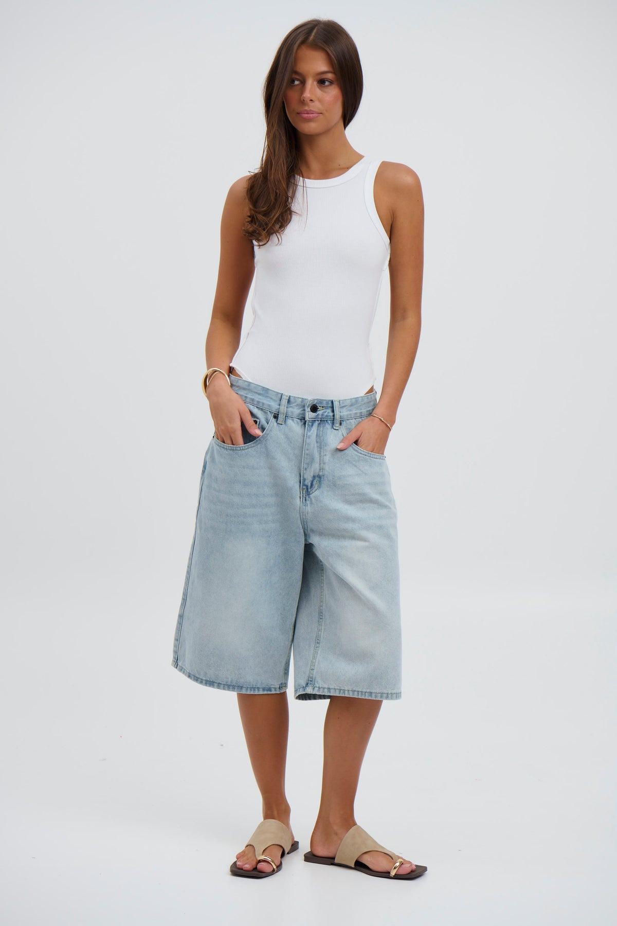 Unisex Flint Baggy Denim Jort Light