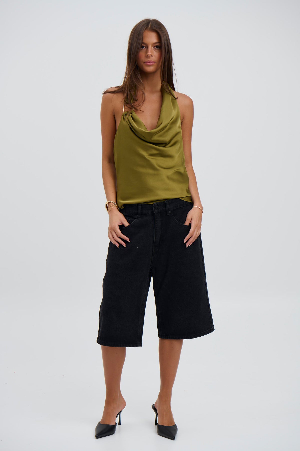 Hazel Halter Neck Top Khaki