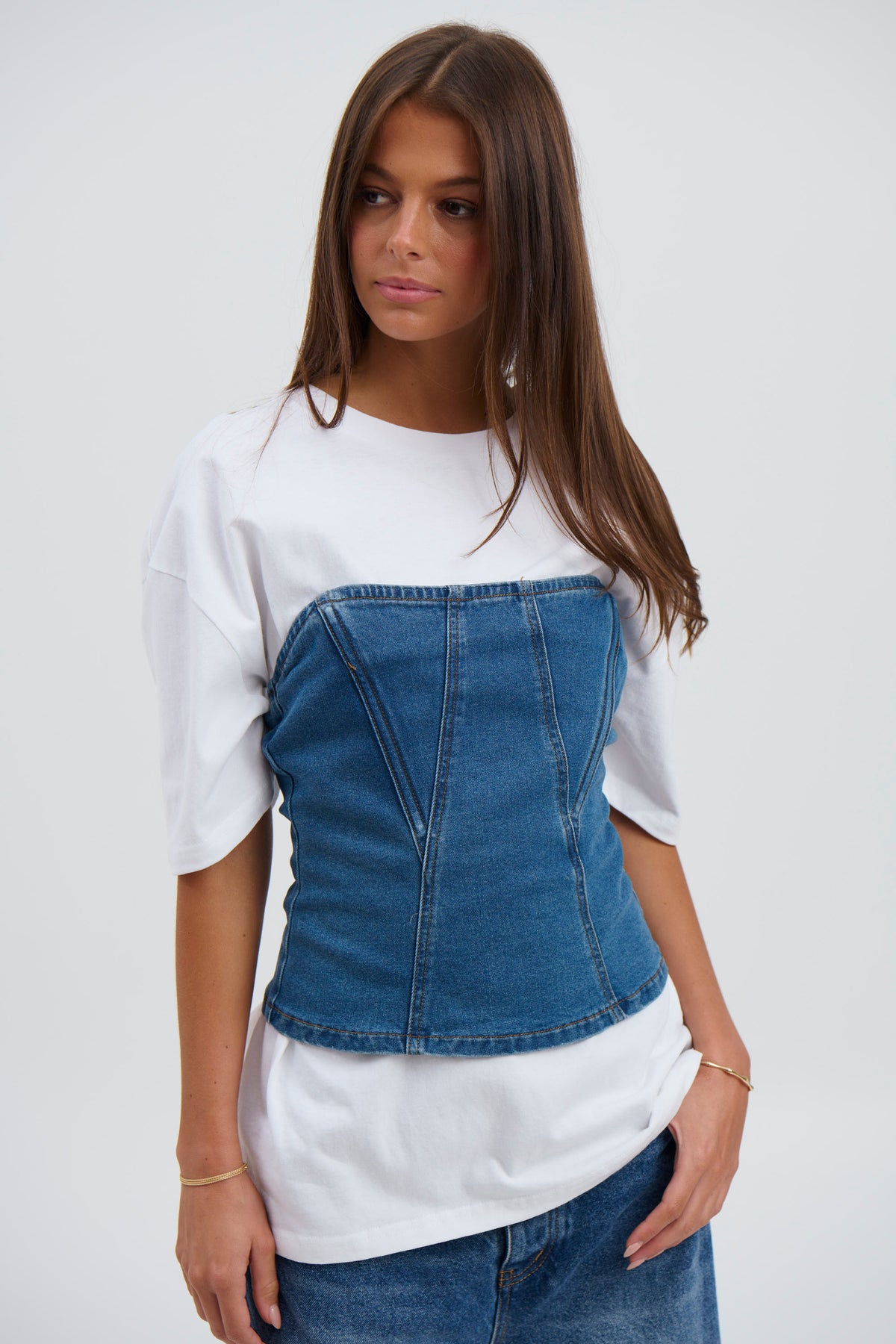 Jaylan Denim Top Blue