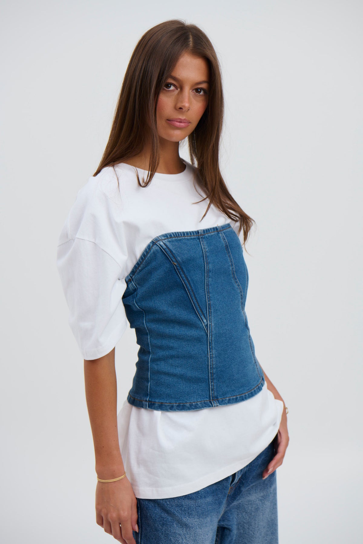 Jaylan Denim Top Blue