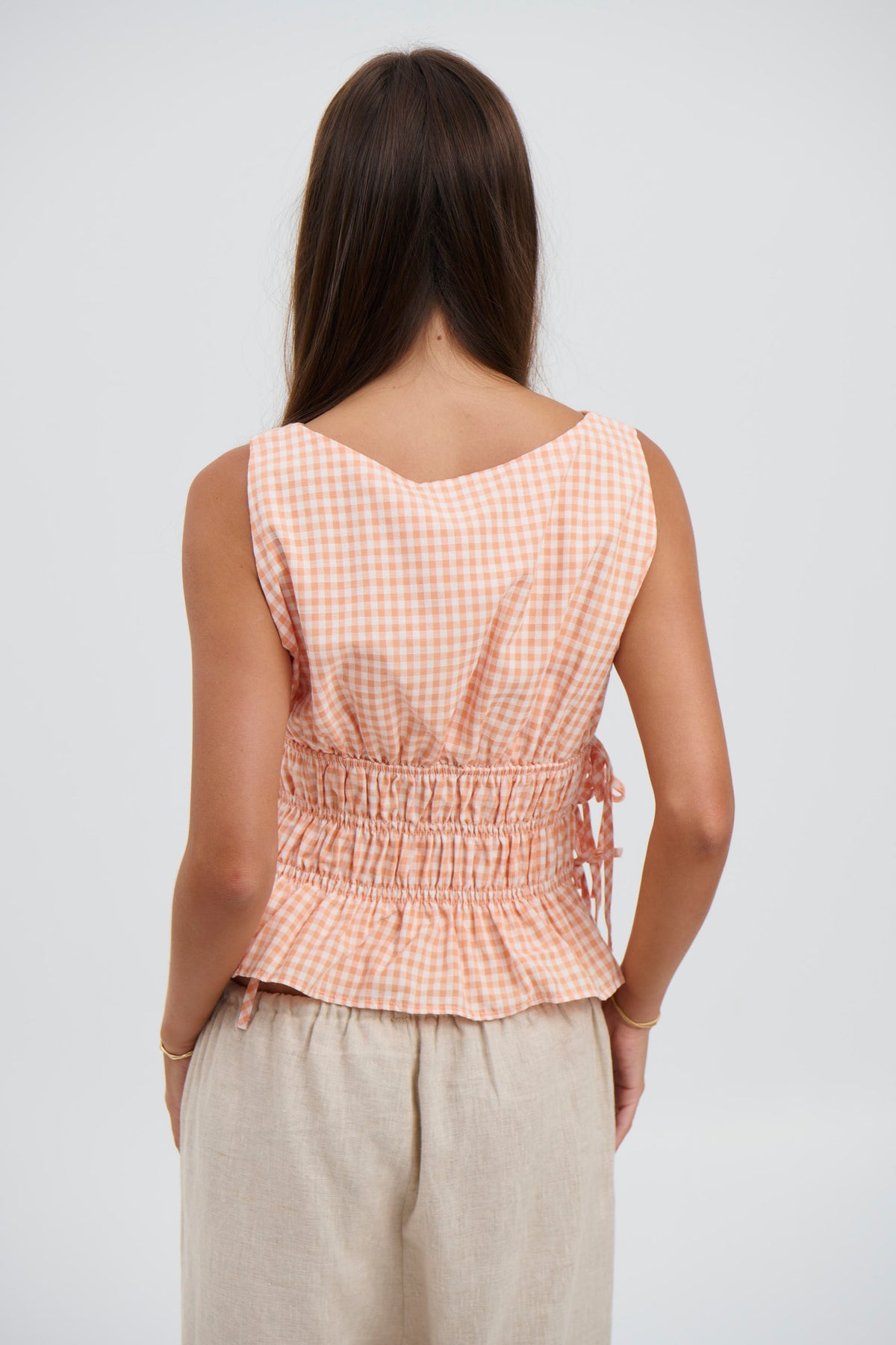 Miranda Gingham Top Orange