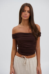 Etta Off The Shoulder Top Chocolate