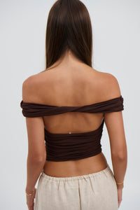 Etta Off The Shoulder Top Chocolate