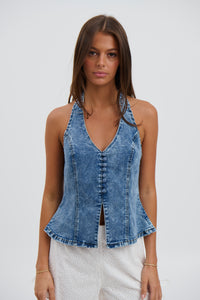 Paris Halter Blue Denim