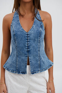 Paris Halter Blue Denim