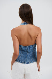 Paris Halter Blue Denim