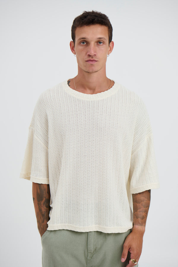 Vinnie Two Thread Stitch Tee White