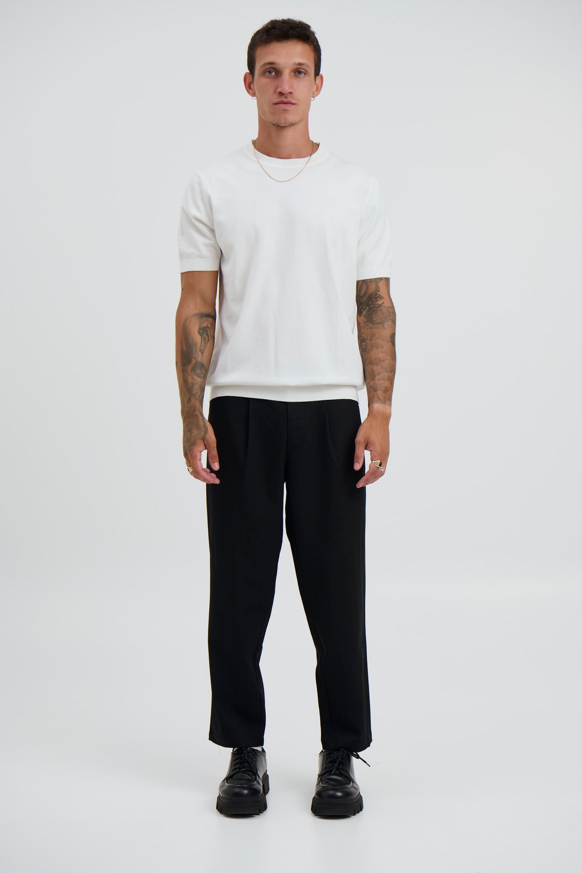 Nigel Fitted Knitted Tee White