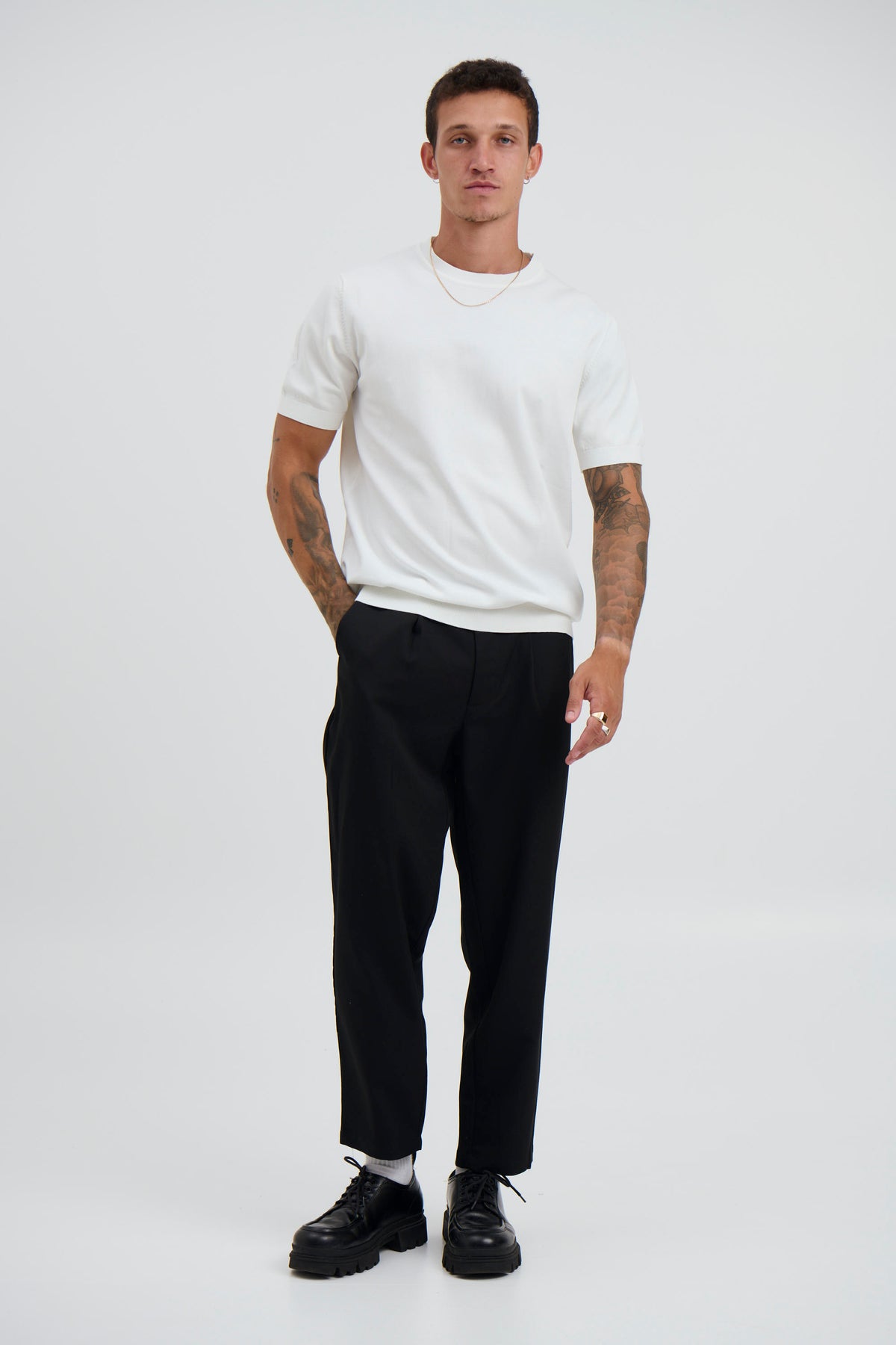 Nigel Fitted Knitted Tee White