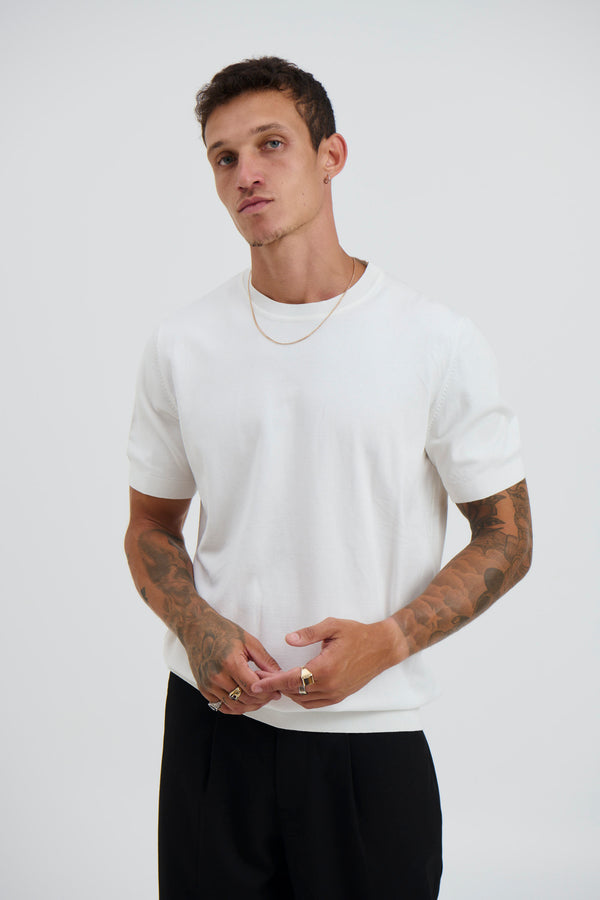 Nigel Fitted Knitted Tee White