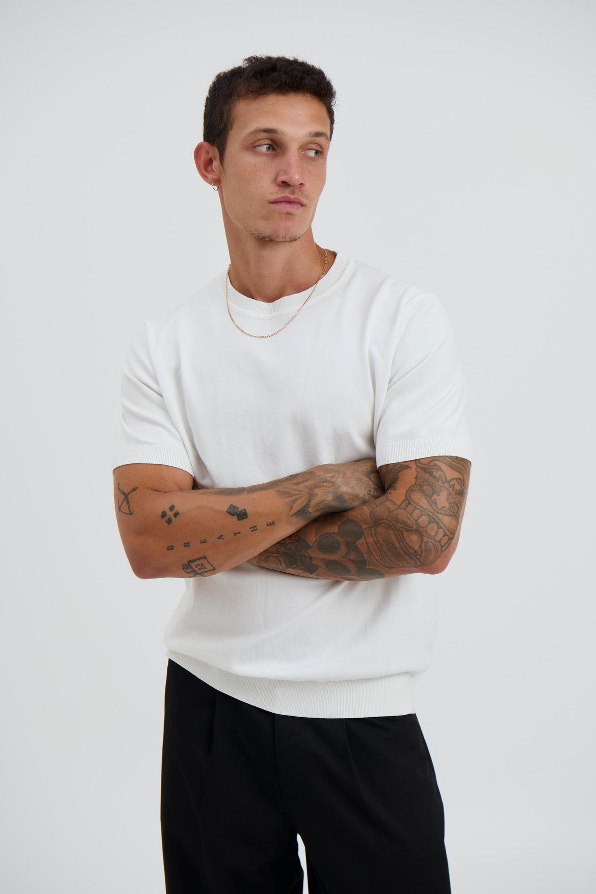 Nigel Fitted Knitted Tee White