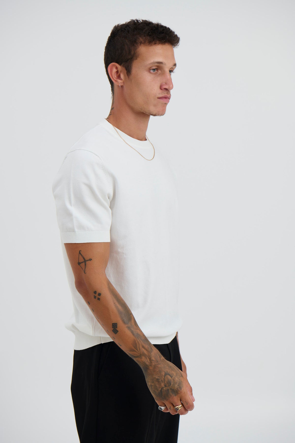 Nigel Fitted Knitted Tee White