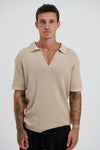 NTH Open Neck Polo Oat