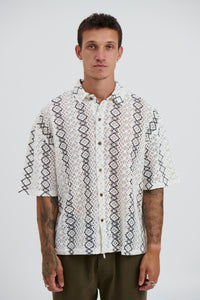 Lucas Drop Shirt Geo White