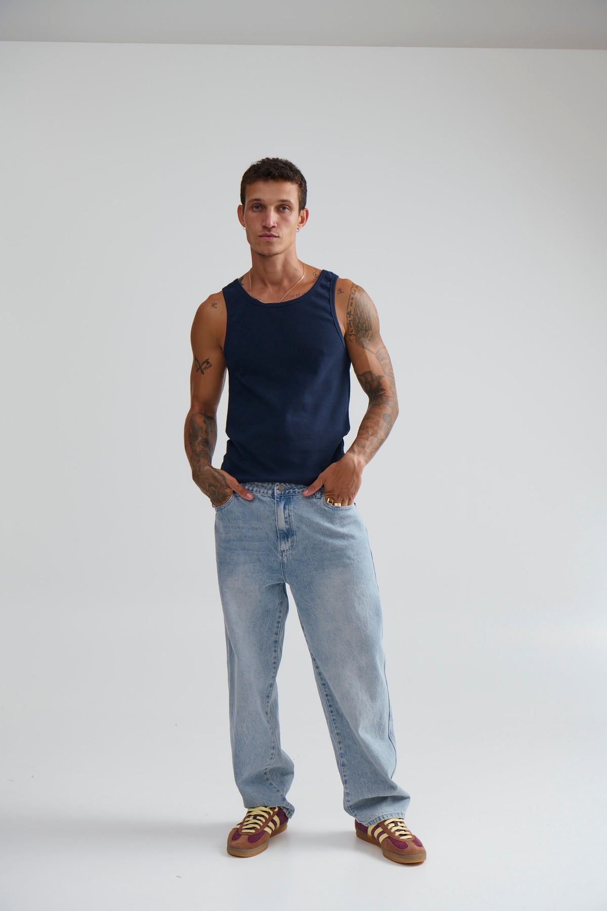 NTH Fitted Ribbed Tank Navy