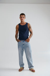 NTH Fitted Ribbed Tank Navy