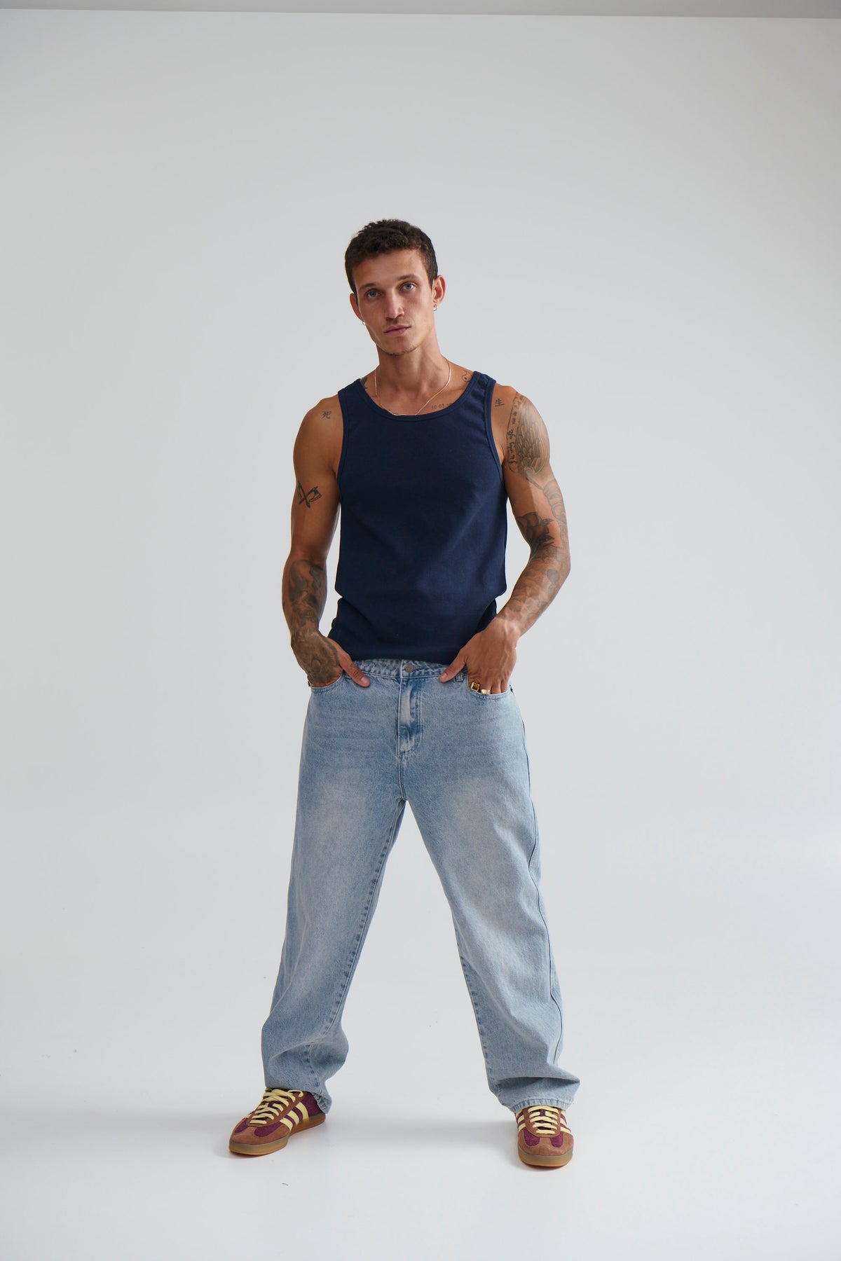 NTH Fitted Ribbed Tank Navy