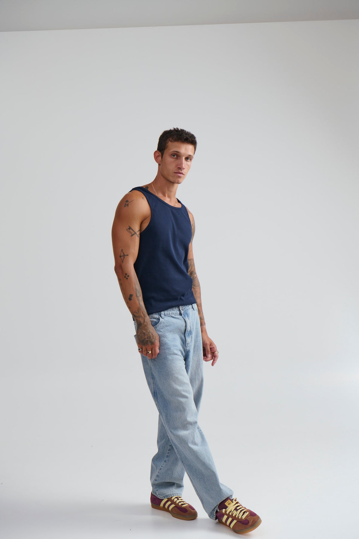 NTH Fitted Ribbed Tank Navy