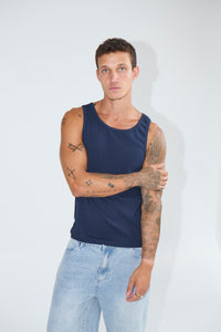 NTH Fitted Ribbed Tank Navy