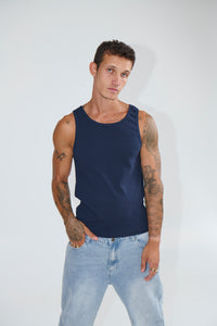 NTH Fitted Ribbed Tank Navy