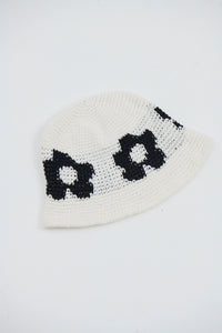 Crochet Bucket Hat Flower White