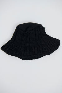 Crochet Bucket Hat Cable Black