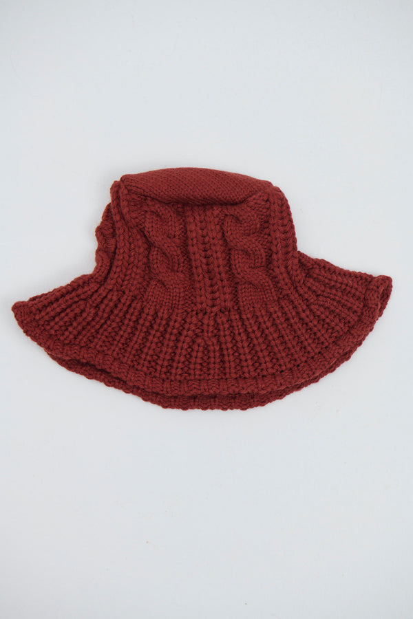 Crochet Bucket Hat Cable Rust