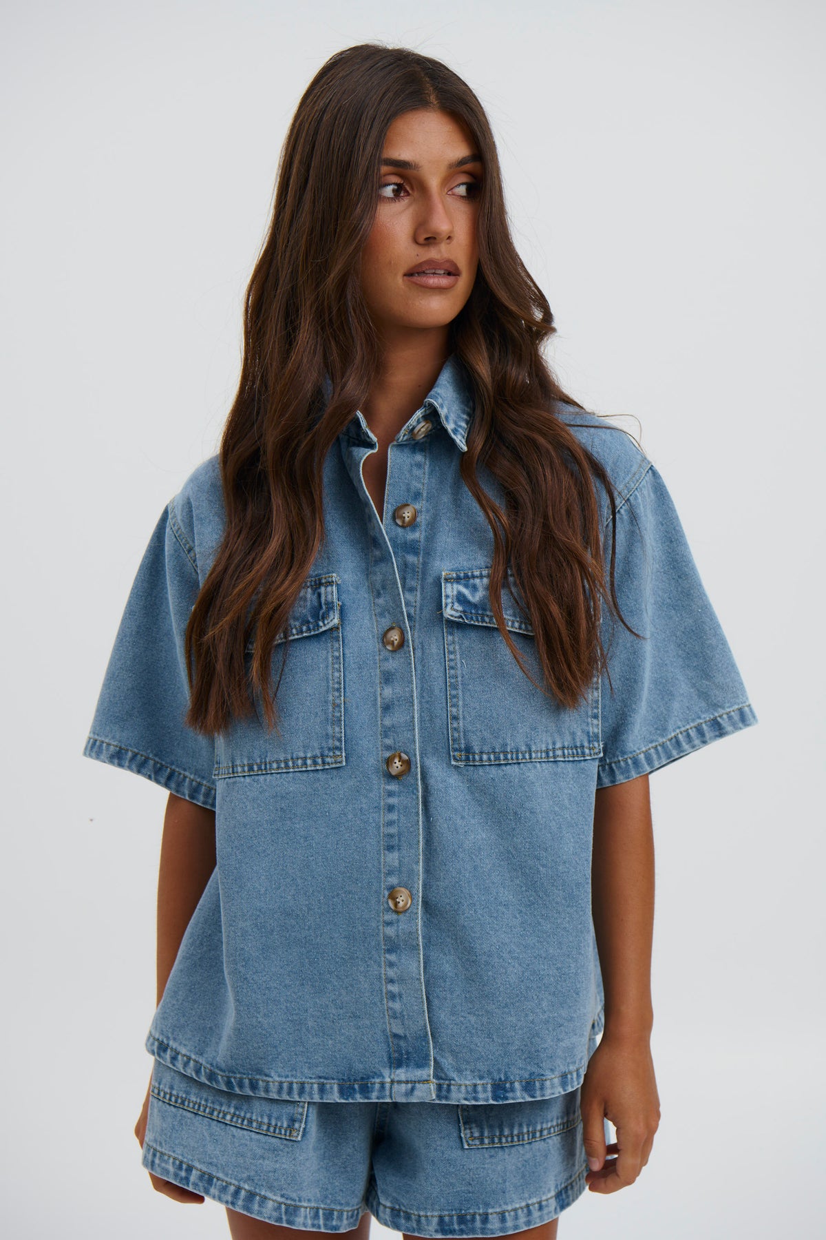 Blue Denim Pants Set