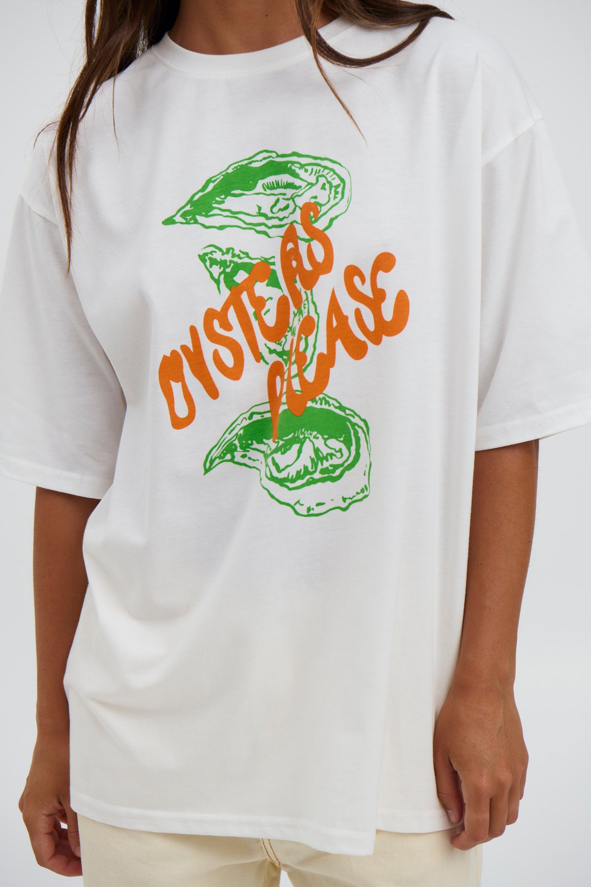 Oysters Please Tee White