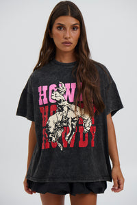 Howdy Top Black Acid Wash