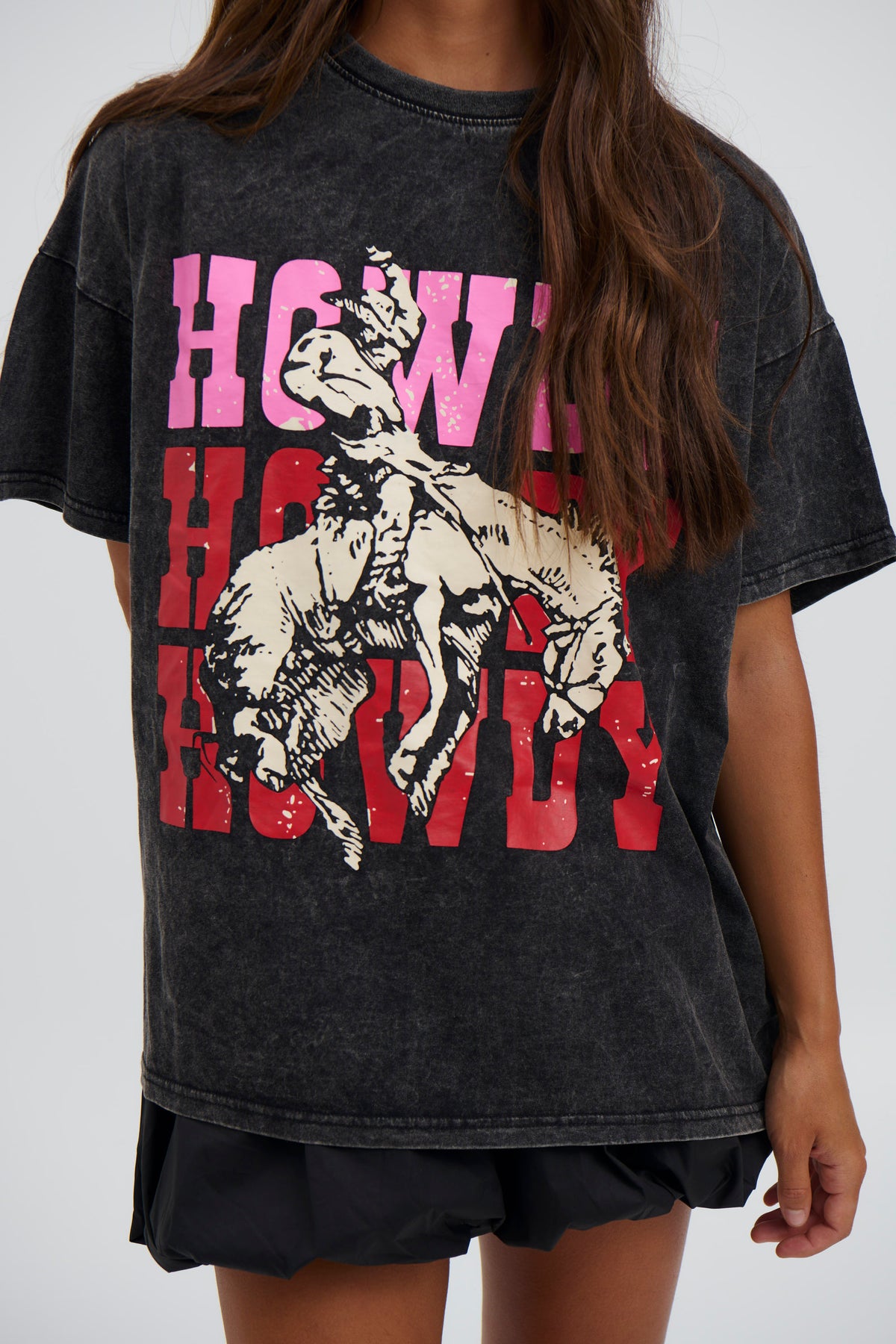 Howdy Top Black Acid Wash