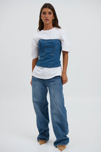 Jaylan Denim Top Blue