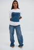 Jaylan Denim Top Blue