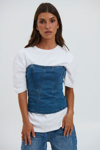 Jaylan Denim Top Blue