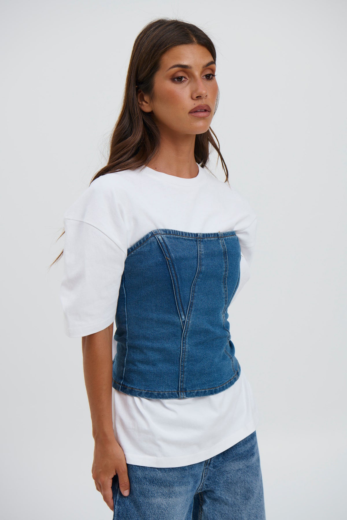 Jaylan Denim Top Blue