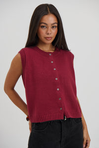 Cassia Knitted Vest Wine